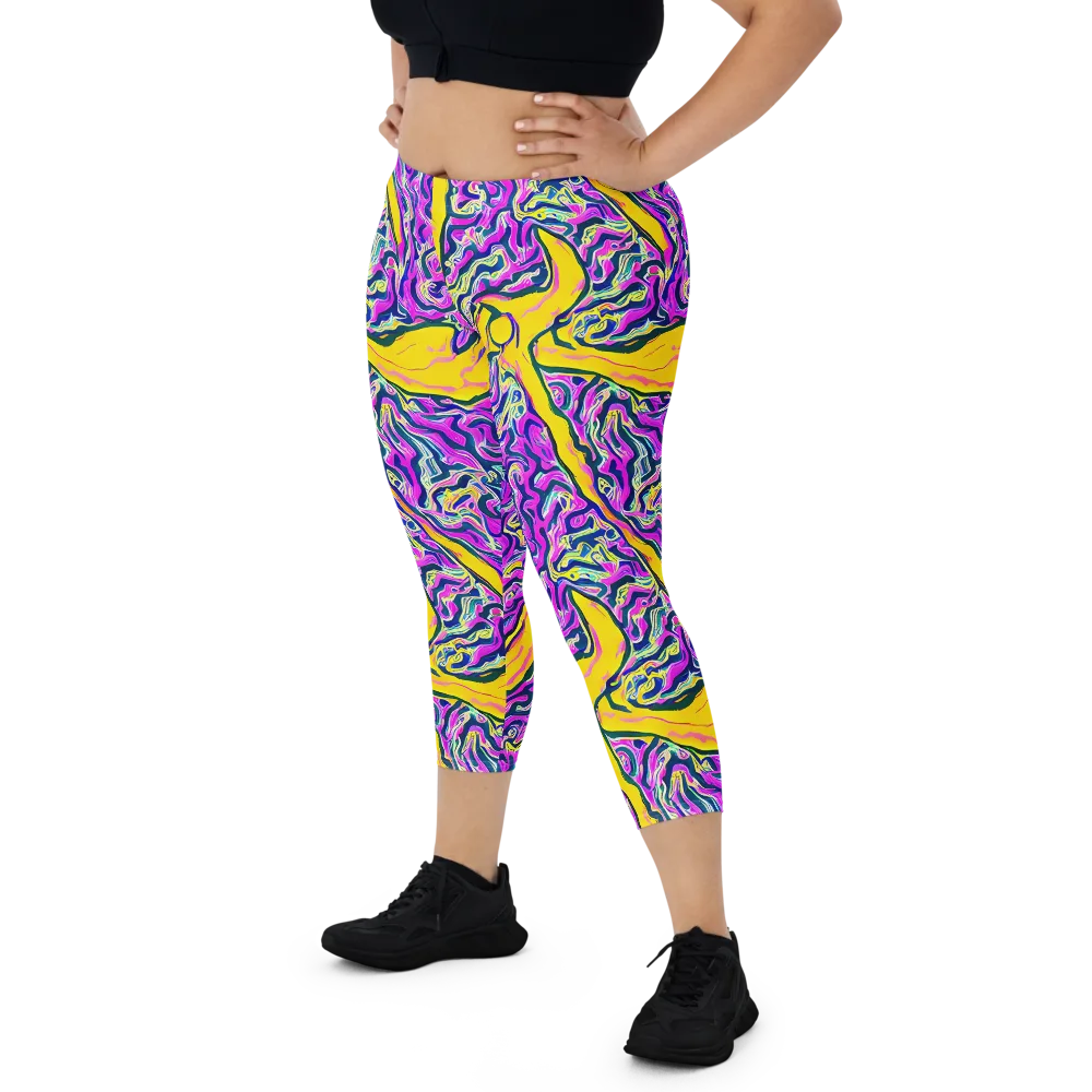 Zenith Waves on Capri Leggings — Front