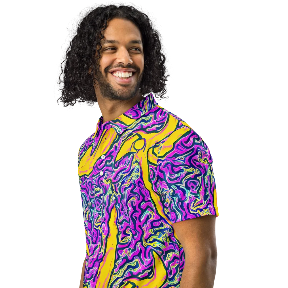 Zenith Waves on Men's Slim Fit Polo Shirt — Left Front