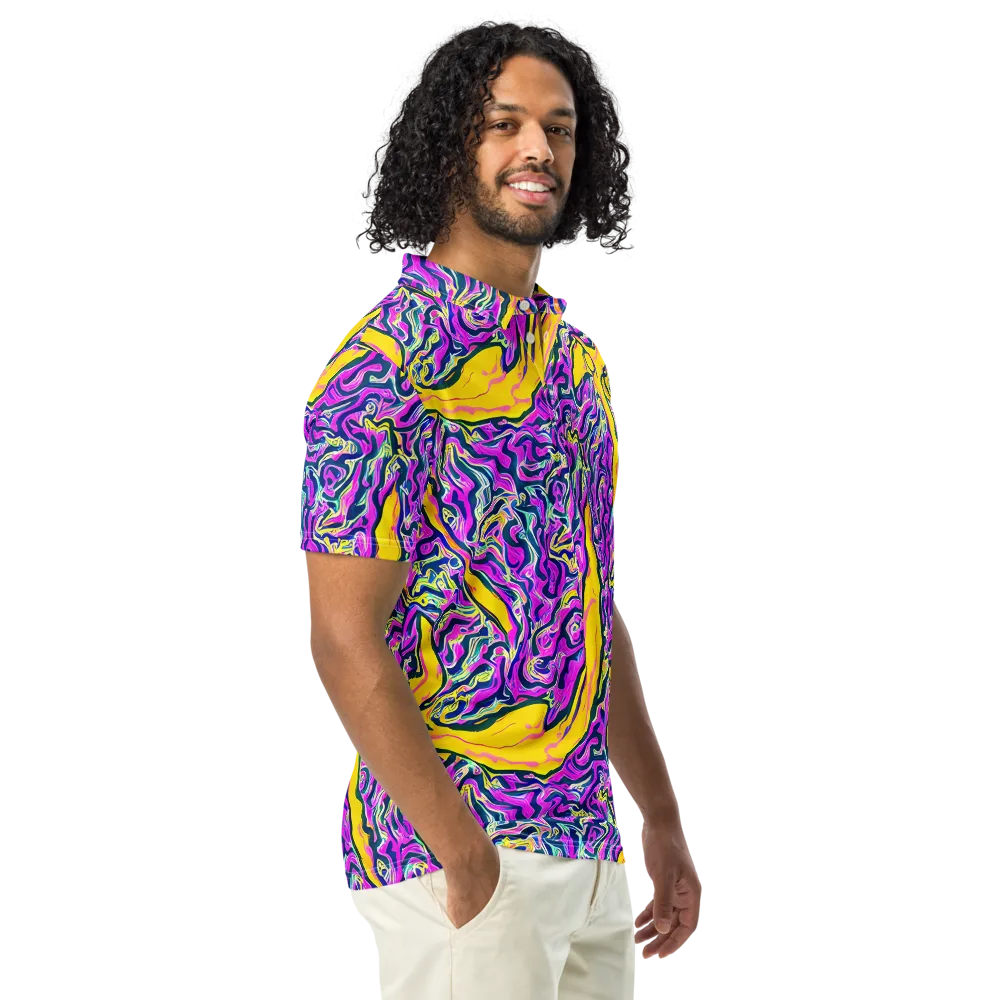 Zenith Waves on Men's Slim Fit Polo Shirt — Right Front