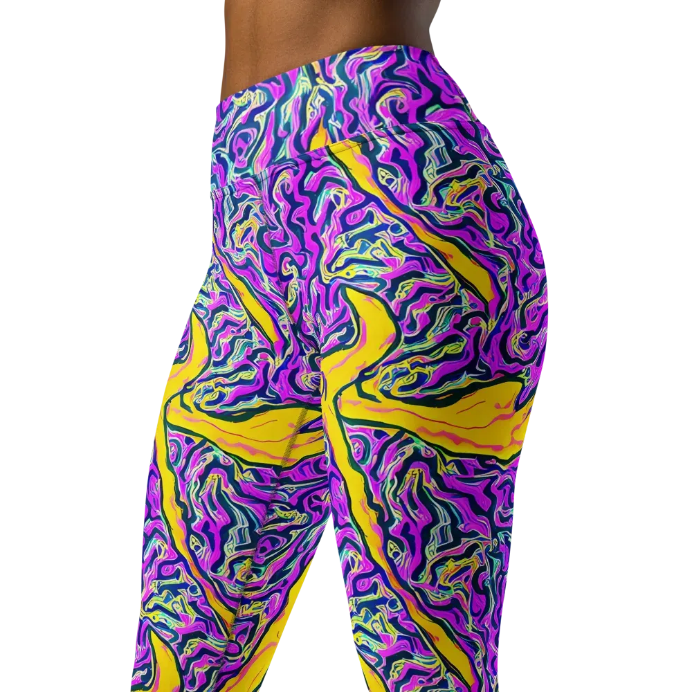 Zenith Waves on Yoga Leggings — Left Front