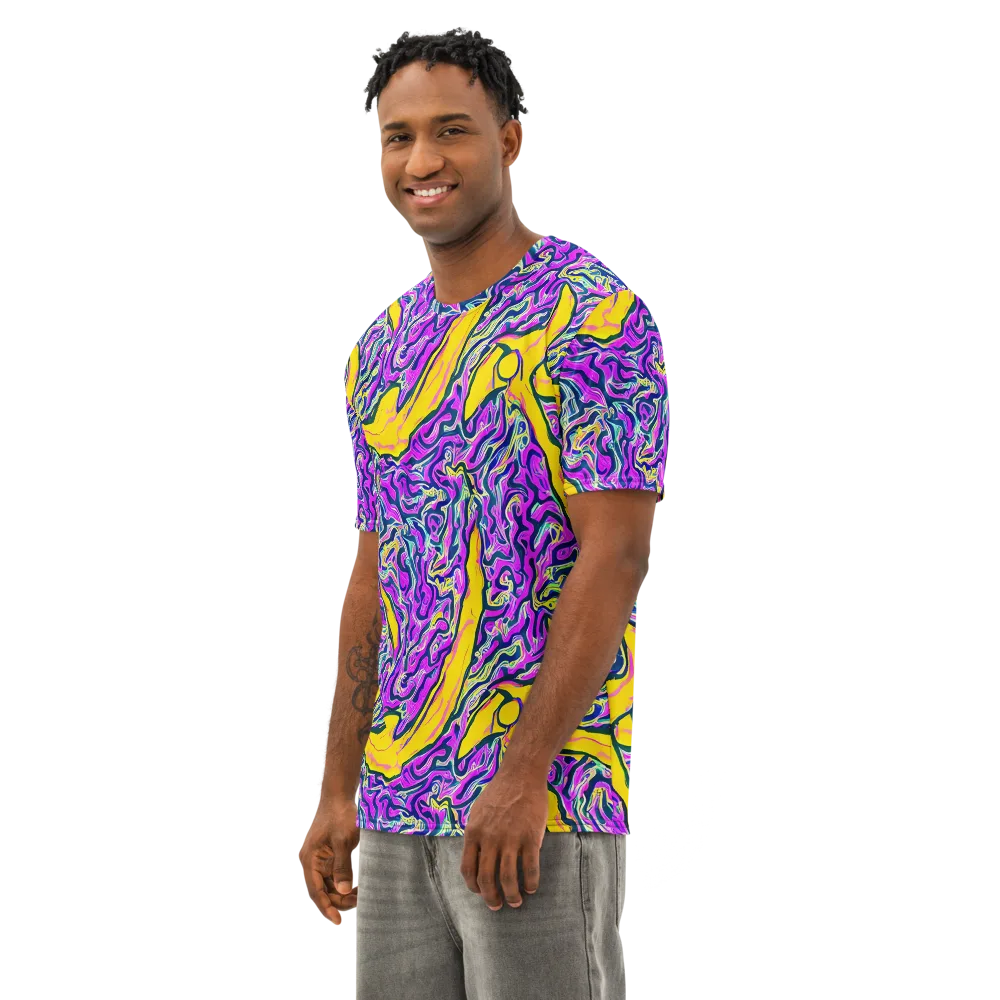 Zenith Waves on Men's Cotton Crew Neck T-Shirt — Left Front