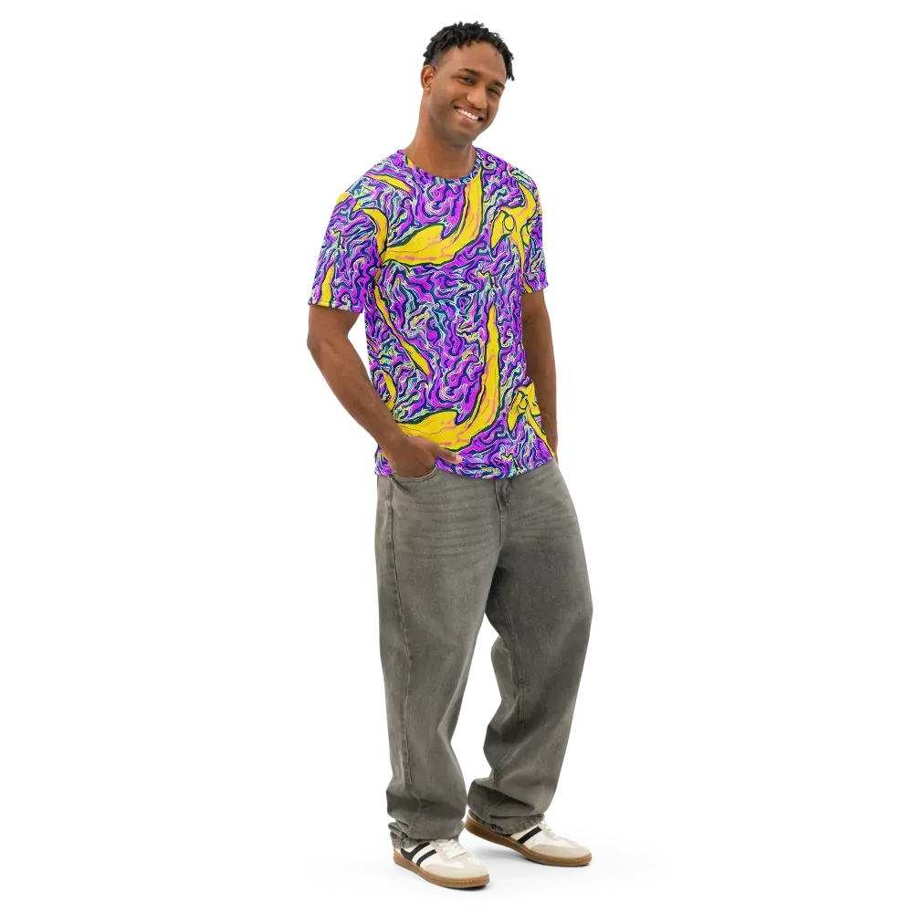 Zenith Waves on Men's Cotton Crew Neck T-Shirt — Right Front