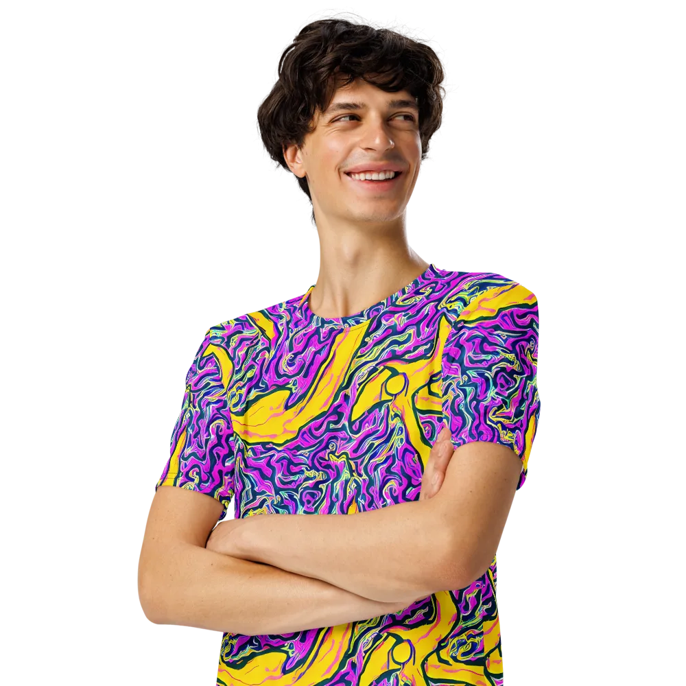 Zenith Waves on Men's Crew Neck T-Shirt — Left Front