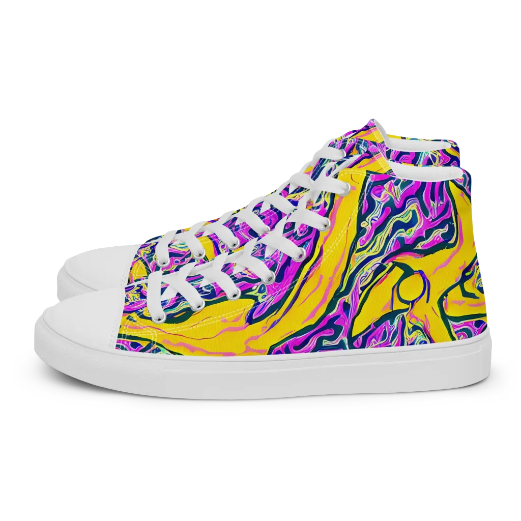 Zenith Waves on Men's High Top Canvas Shoes — Left