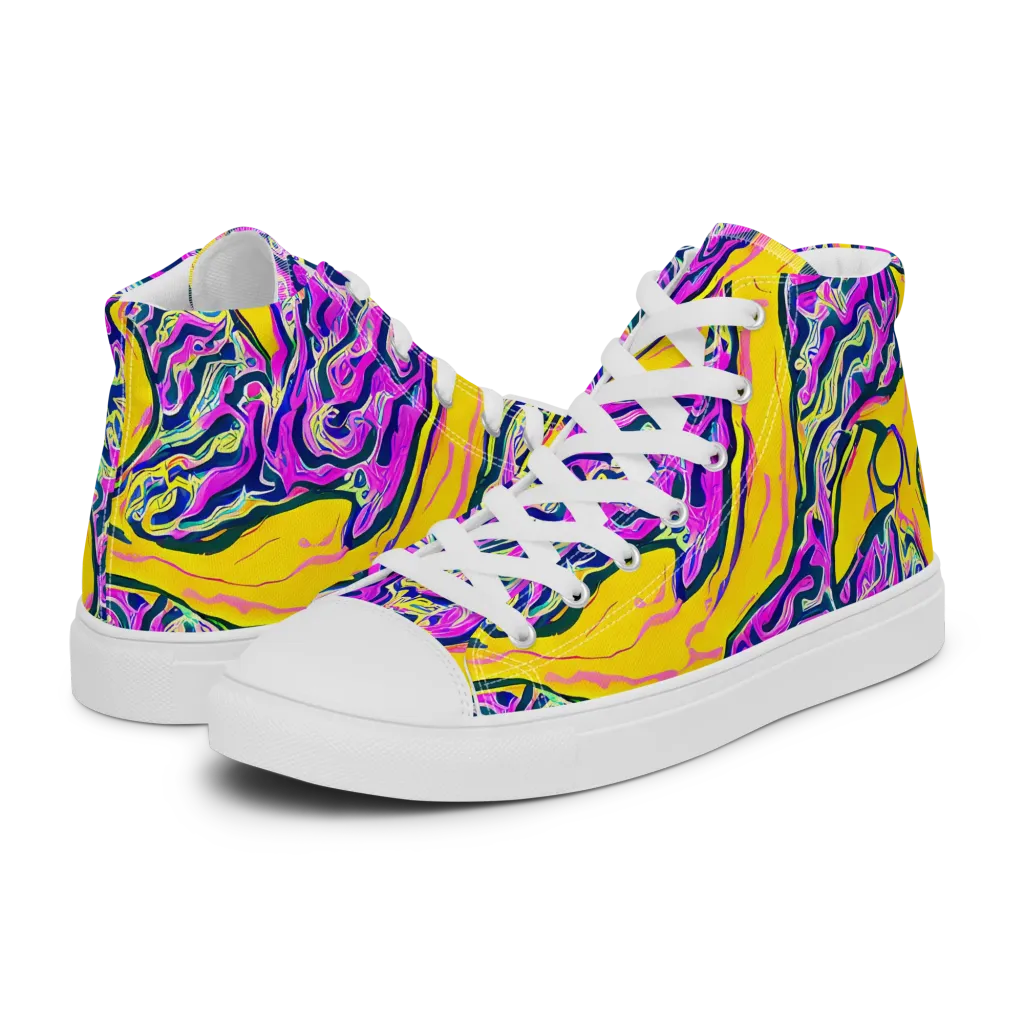 Zenith Waves on Men's High Top Canvas Shoes — Left