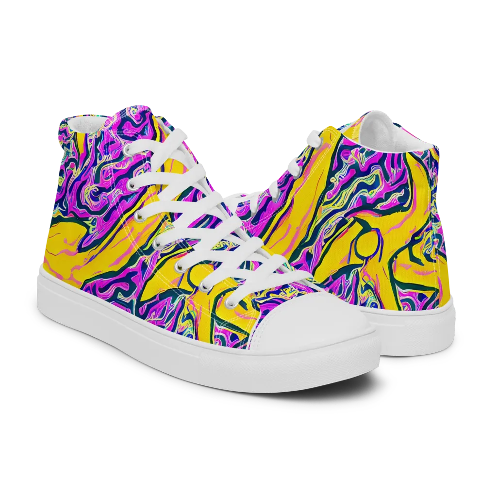 Zenith Waves on Men's High Top Canvas Shoes — Right