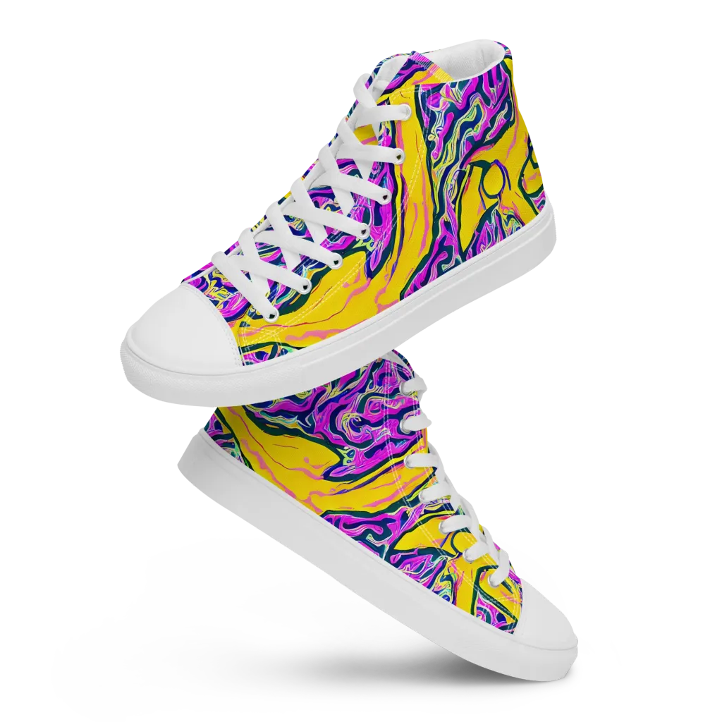 Zenith Waves on Men's High Top Canvas Shoes — Front