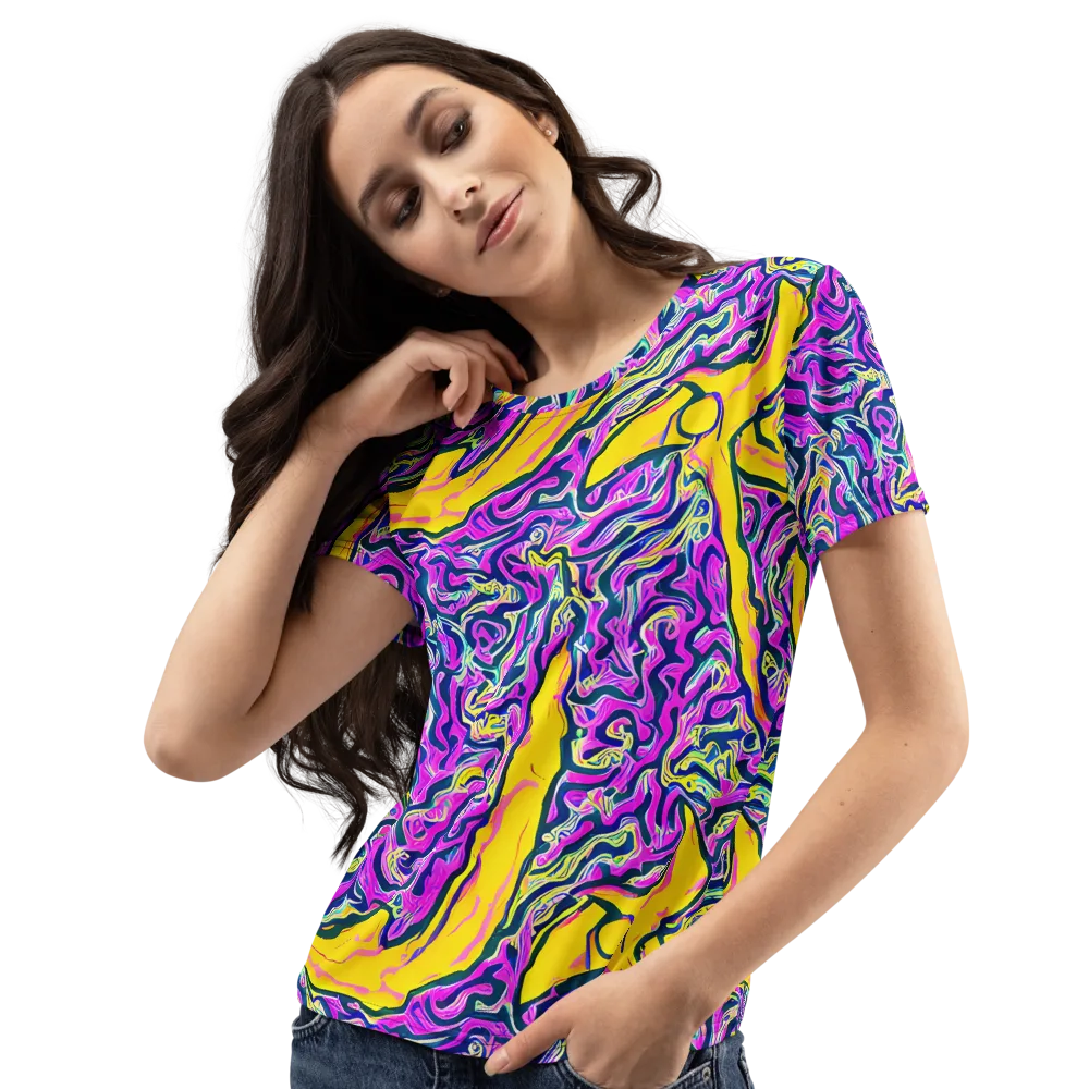 Zenith Waves on Women's Crew Neck T-Shirt — Left Front