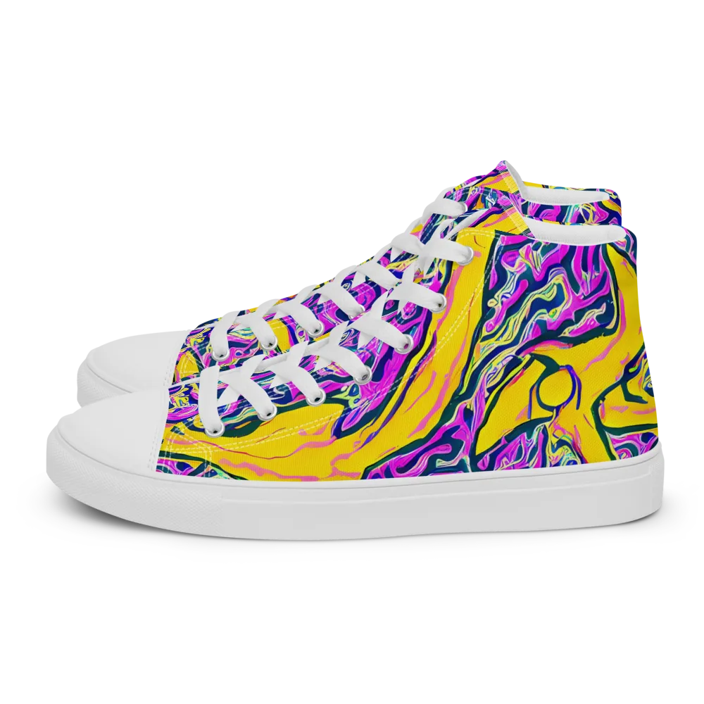 Zenith Waves on Women's High Top Canvas Shoes — Left