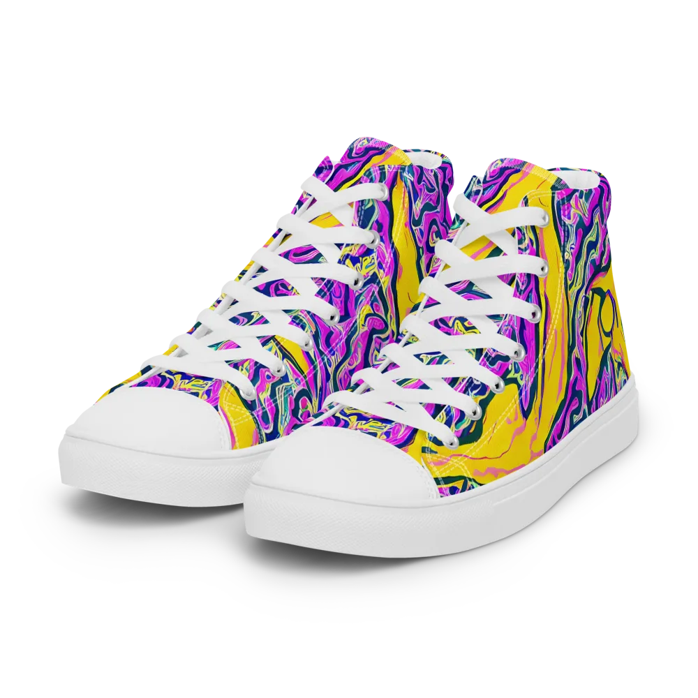 Zenith Waves on Women's High Top Canvas Shoes — Left Front