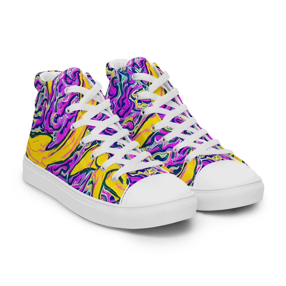 Zenith Waves on Women's High Top Canvas Shoes — Right Front