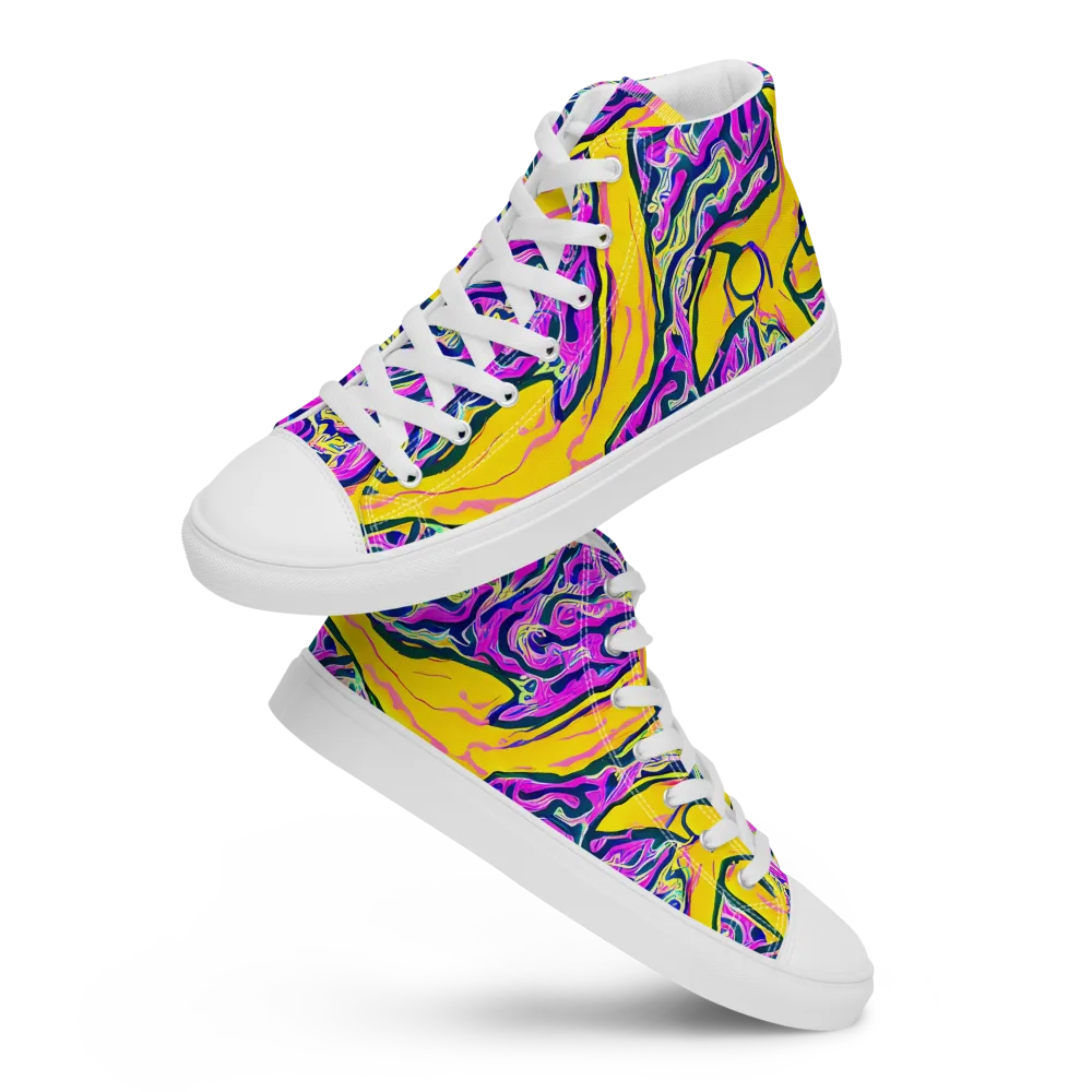 Zenith Waves on Women's High Top Canvas Shoes — Front