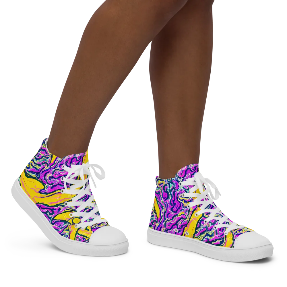 Zenith Waves on Women's High Top Canvas Shoes — Right