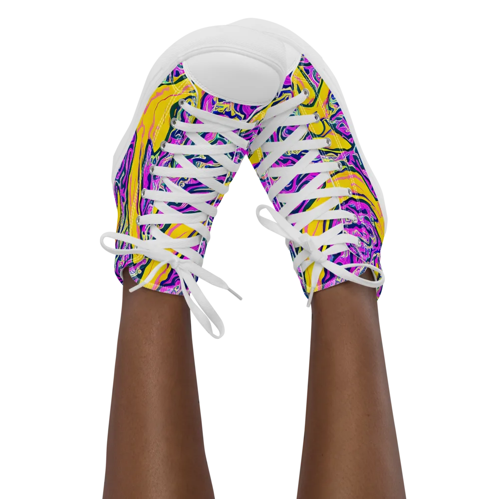 Zenith Waves on Women's High Top Canvas Shoes — Front