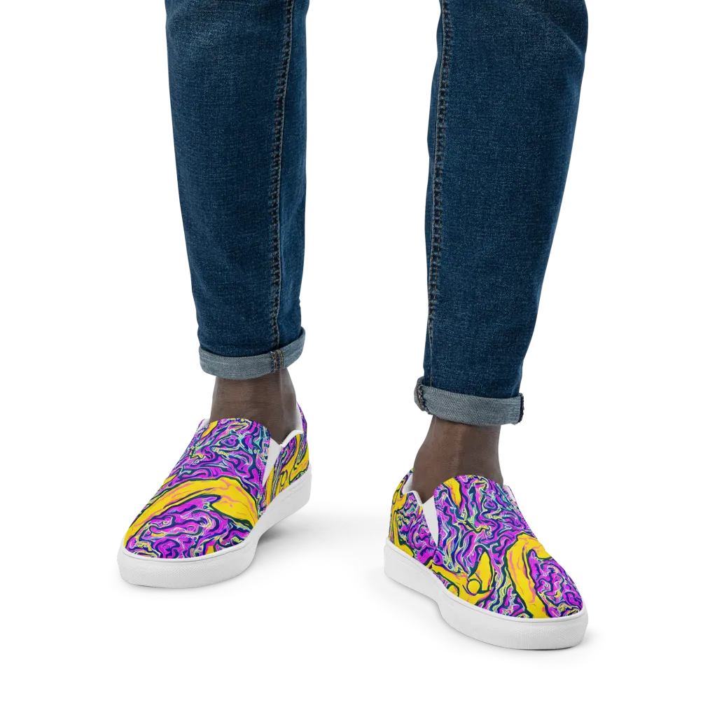 Zenith Waves on Men's Slip-On Canvas Shoes — Front