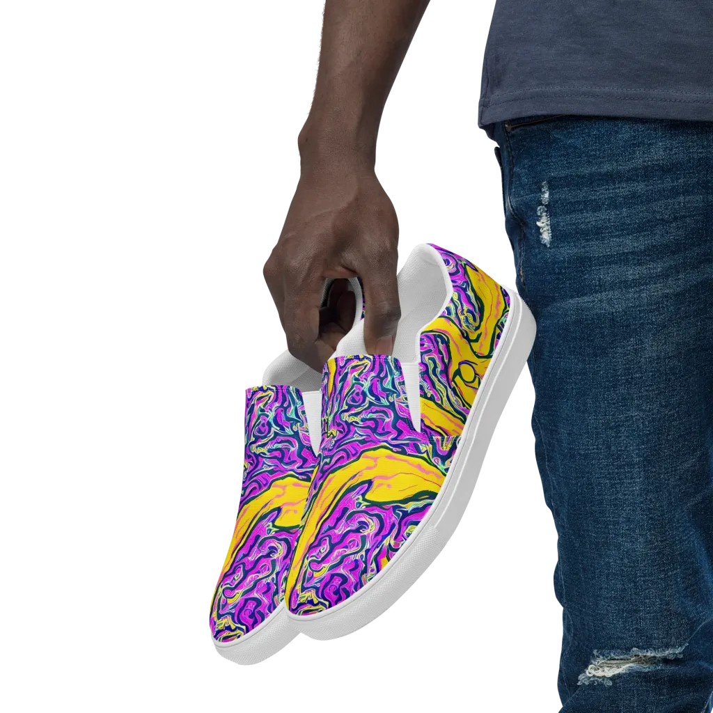 Zenith Waves on Men's Slip-On Canvas Shoes — Left Front