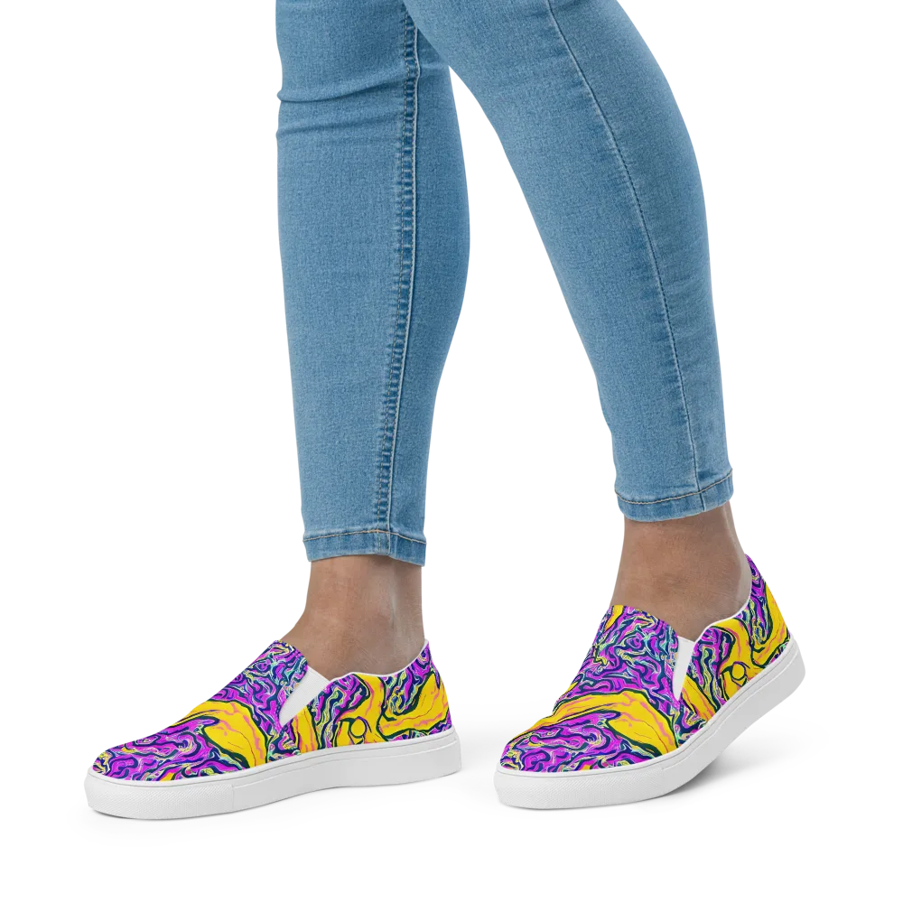 Zenith Waves on Women's Slip-On Canvas Shoes — Front
