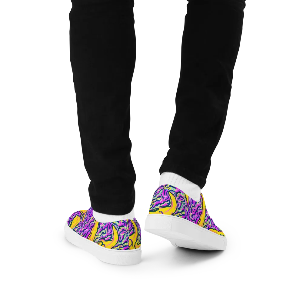 Zenith Waves on Men's Lace-Up Canvas Shoes — Back