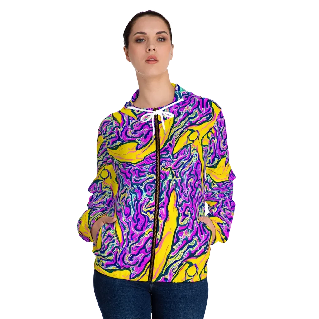 Zenith Waves on Women's Full-Zip Hoodie — Front On Person
