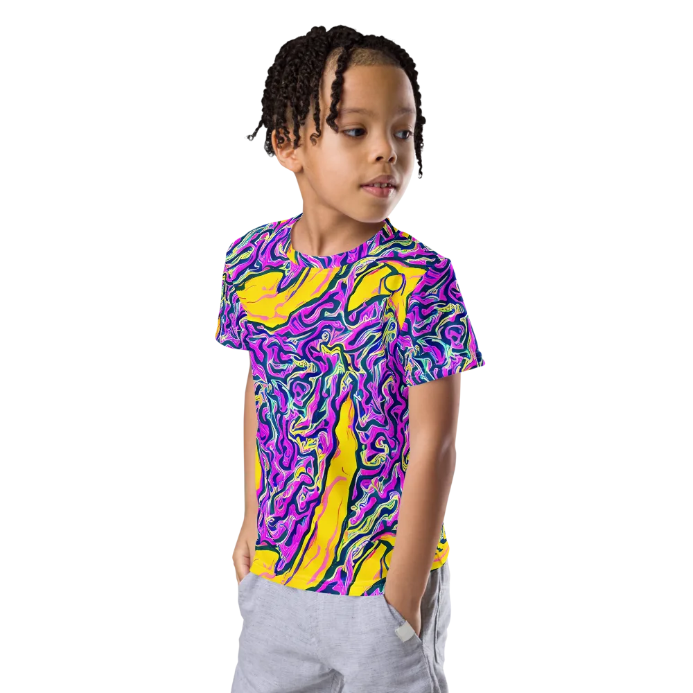 Zenith Waves on Kids Crew Neck T-Shirt — Left Front