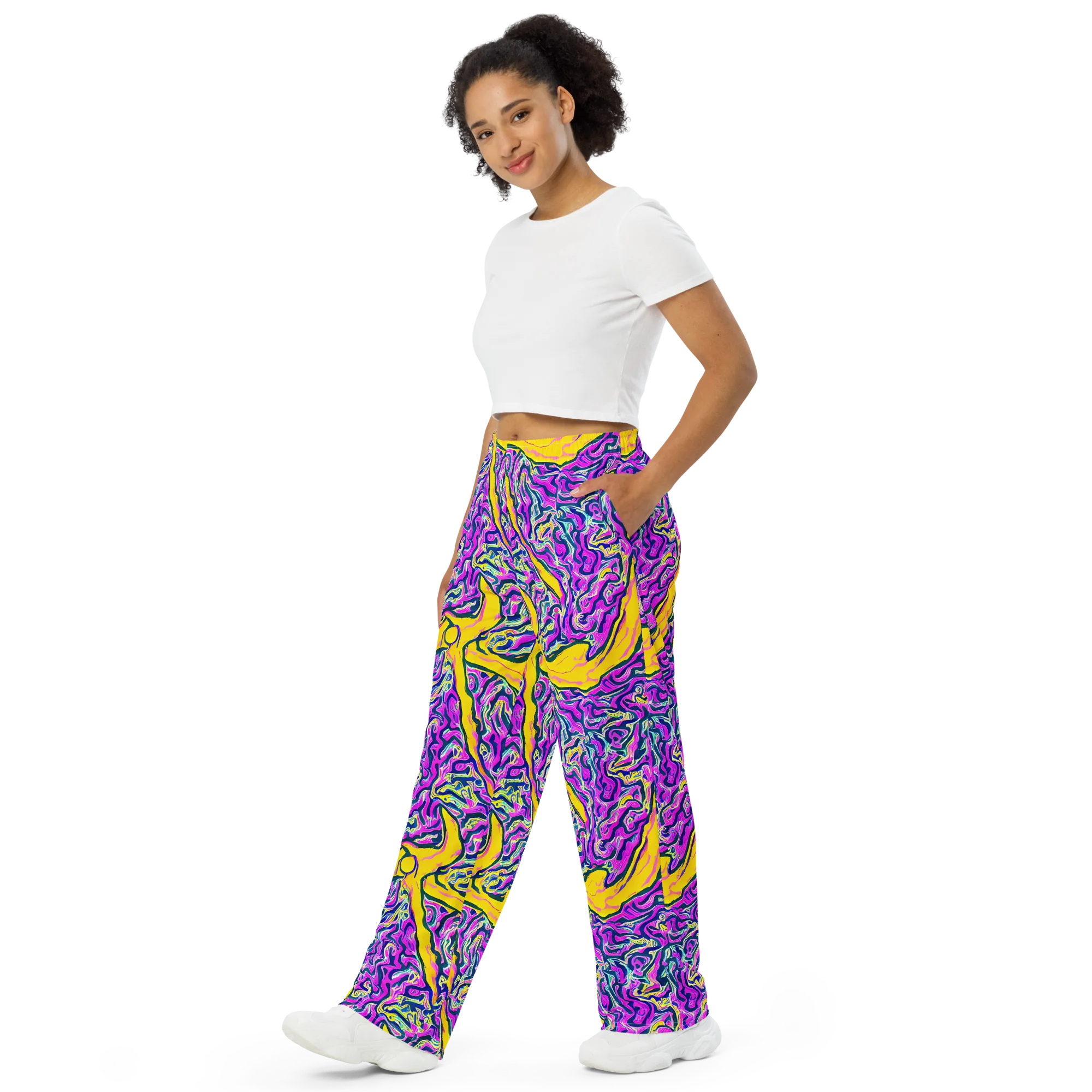 Zenith Waves on Wide-Leg Pants — Left Front