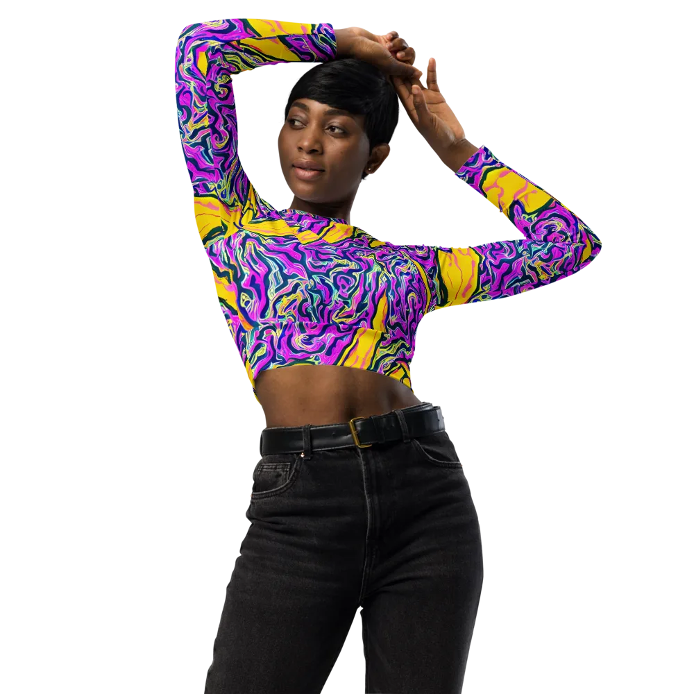 Zenith Waves on Long Sleeve Crop Top — Front