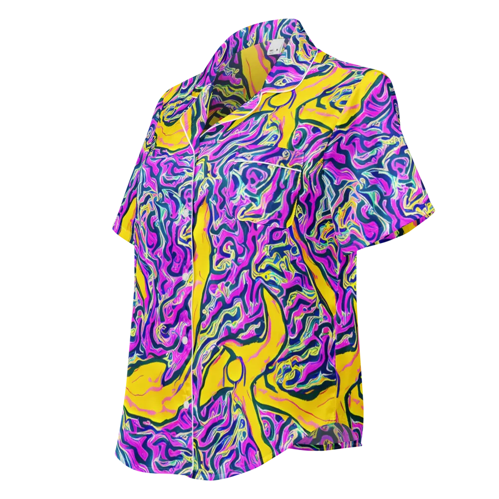 Zenith Waves on Women's Short Sleeve Pajama Top — Left Front