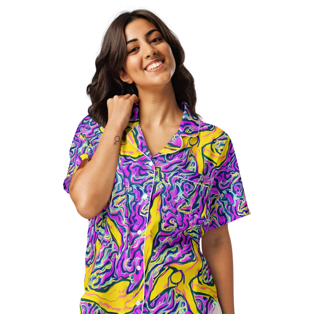 Zenith Waves on Women's Short Sleeve Pajama Top — Front