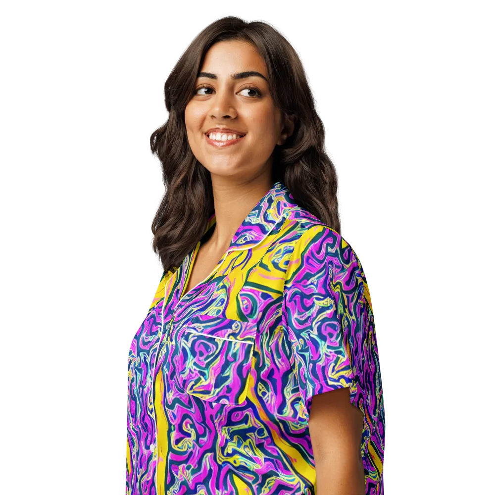 Zenith Waves on Women's Short Sleeve Pajama Top — Left Front