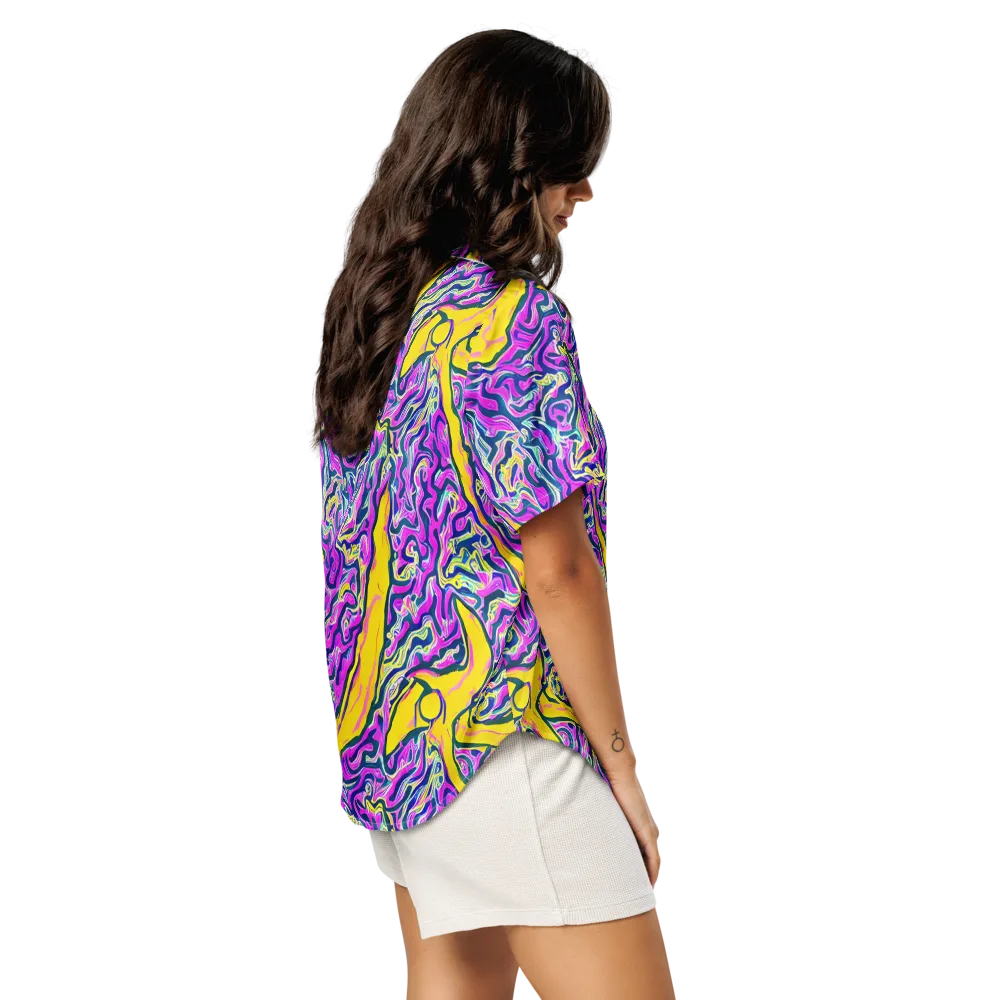 Zenith Waves on Women's Short Sleeve Pajama Top — Right Back