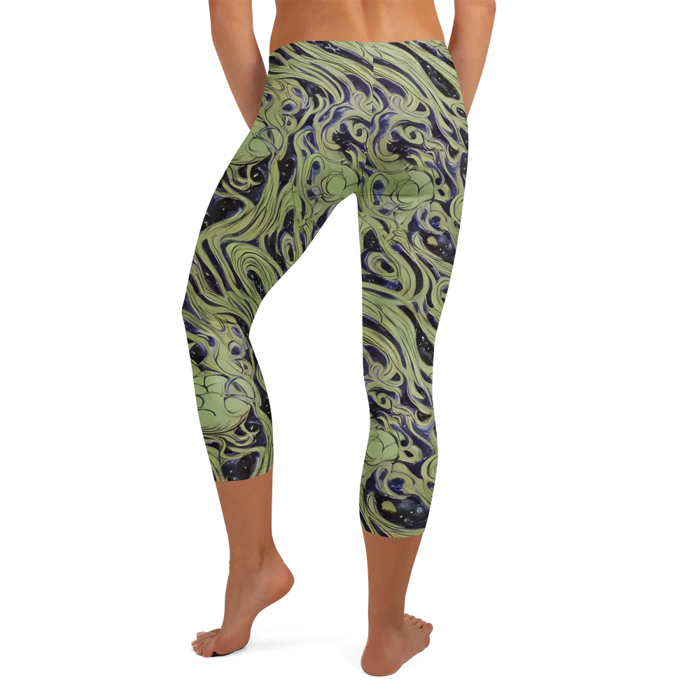 Indigo Swirl on Capri Leggings — Back