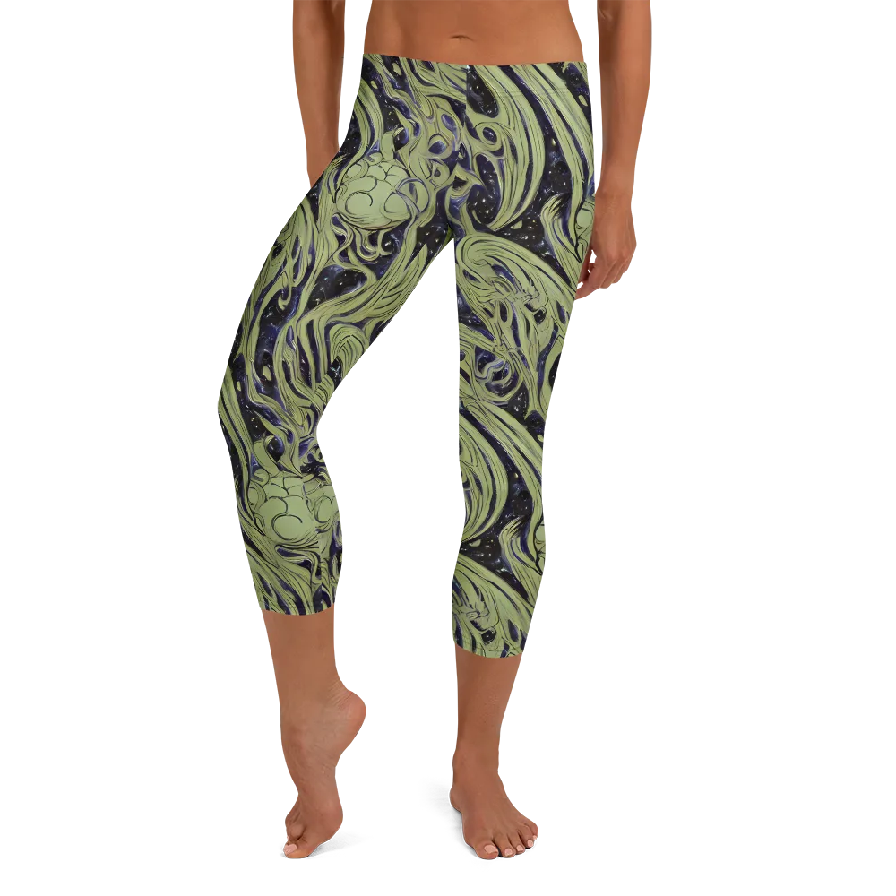 Indigo Swirl on Capri Leggings — Front