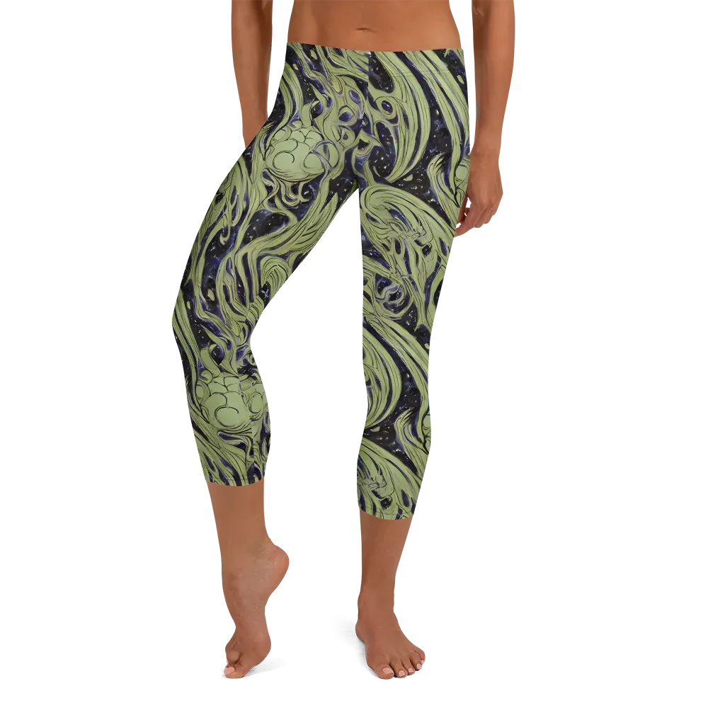 Indigo Swirl on Capri Leggings — Front