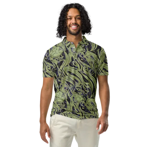 Indigo Swirl on a Men's Slim Fit Polo Shirt