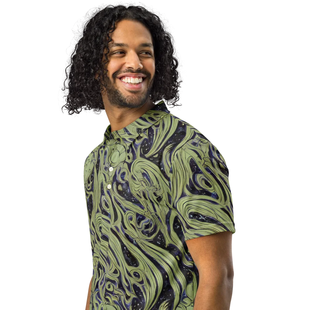 Indigo Swirl on Men's Slim Fit Polo Shirt — Left Front