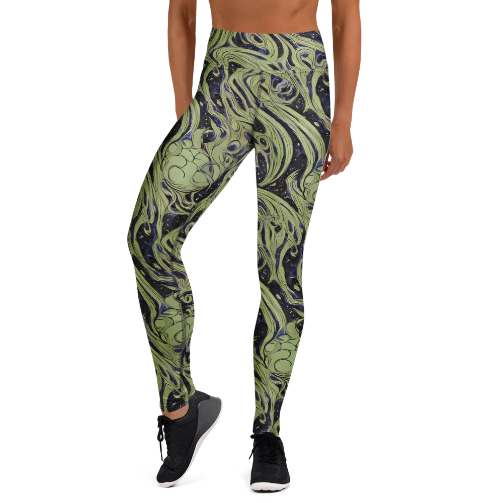 Indigo Swirl on Yoga Leggings — Front
