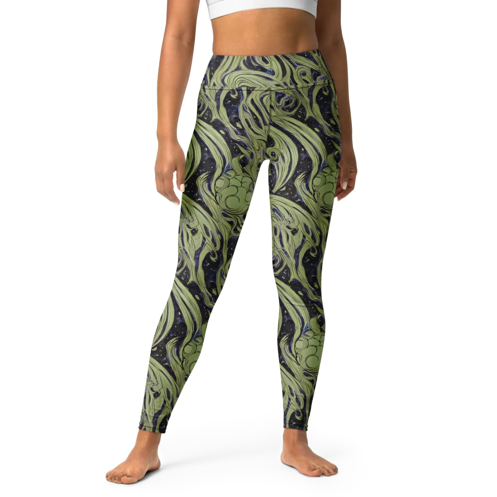 Indigo Swirl on Yoga Leggings — Front