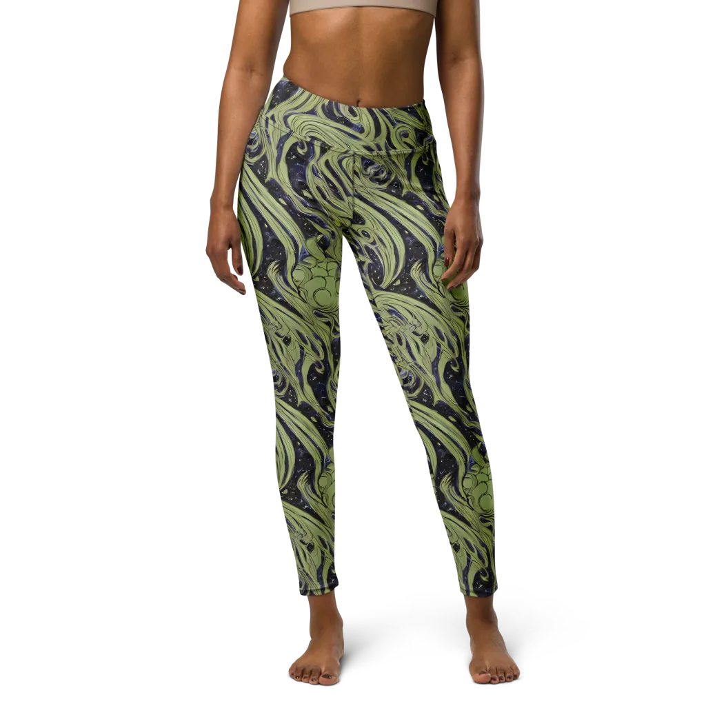 Indigo Swirl on Yoga Leggings — Front