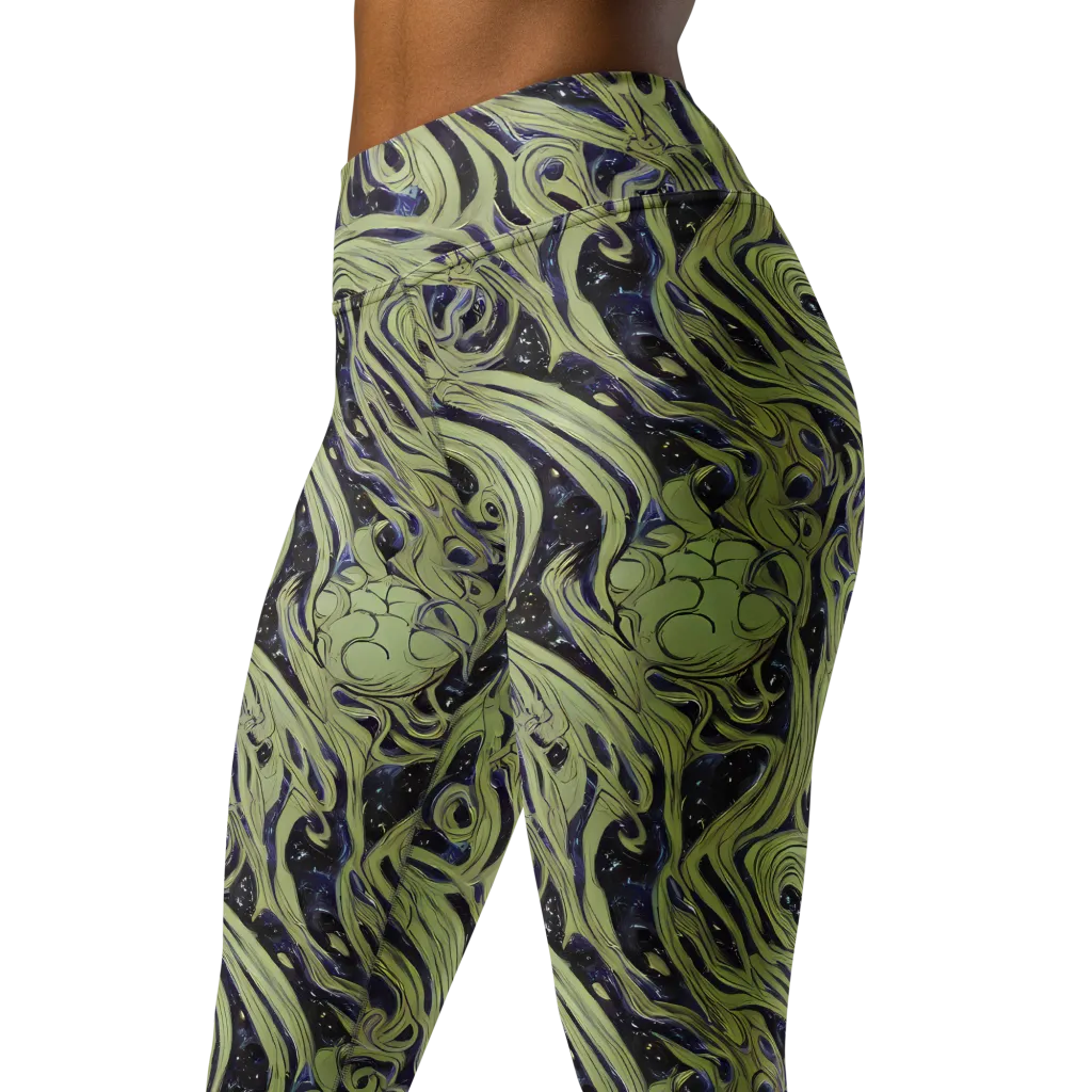 Indigo Swirl on Yoga Leggings — Left Front