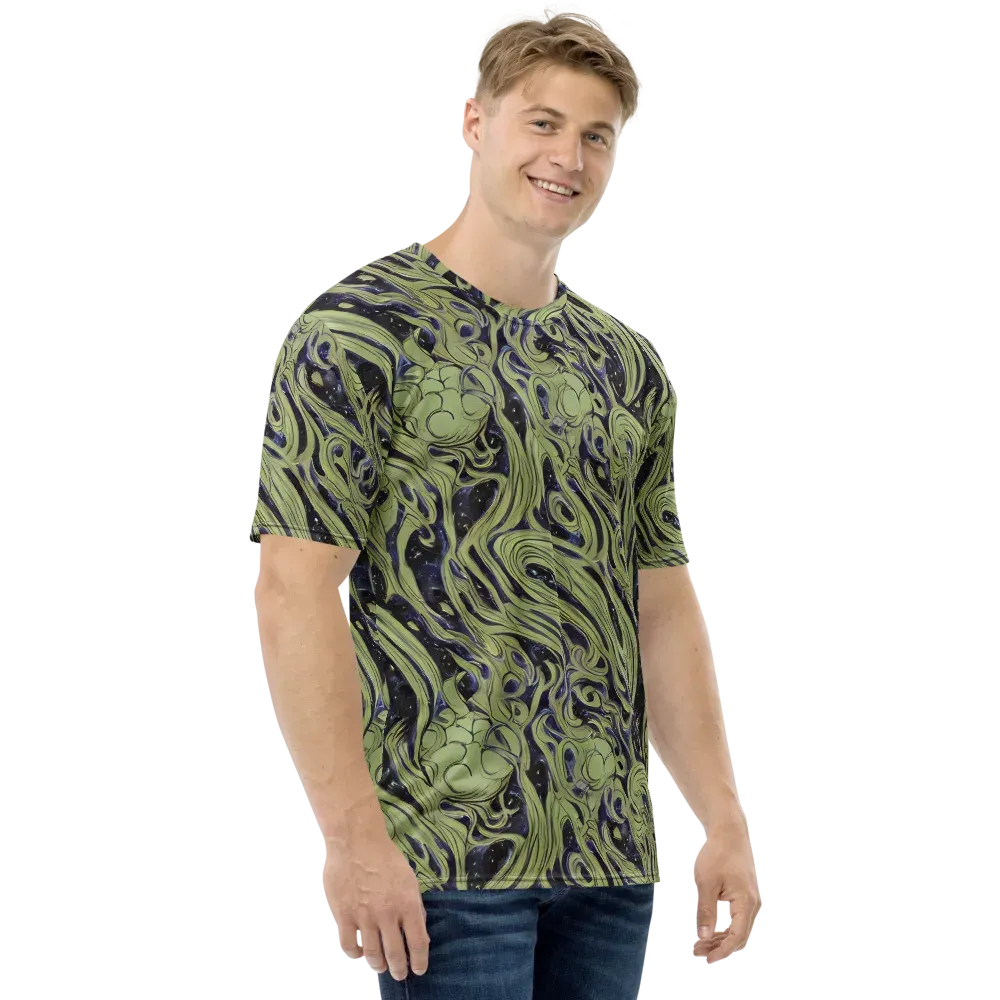 Indigo Swirl on Men's Crew Neck T-Shirt — Right
