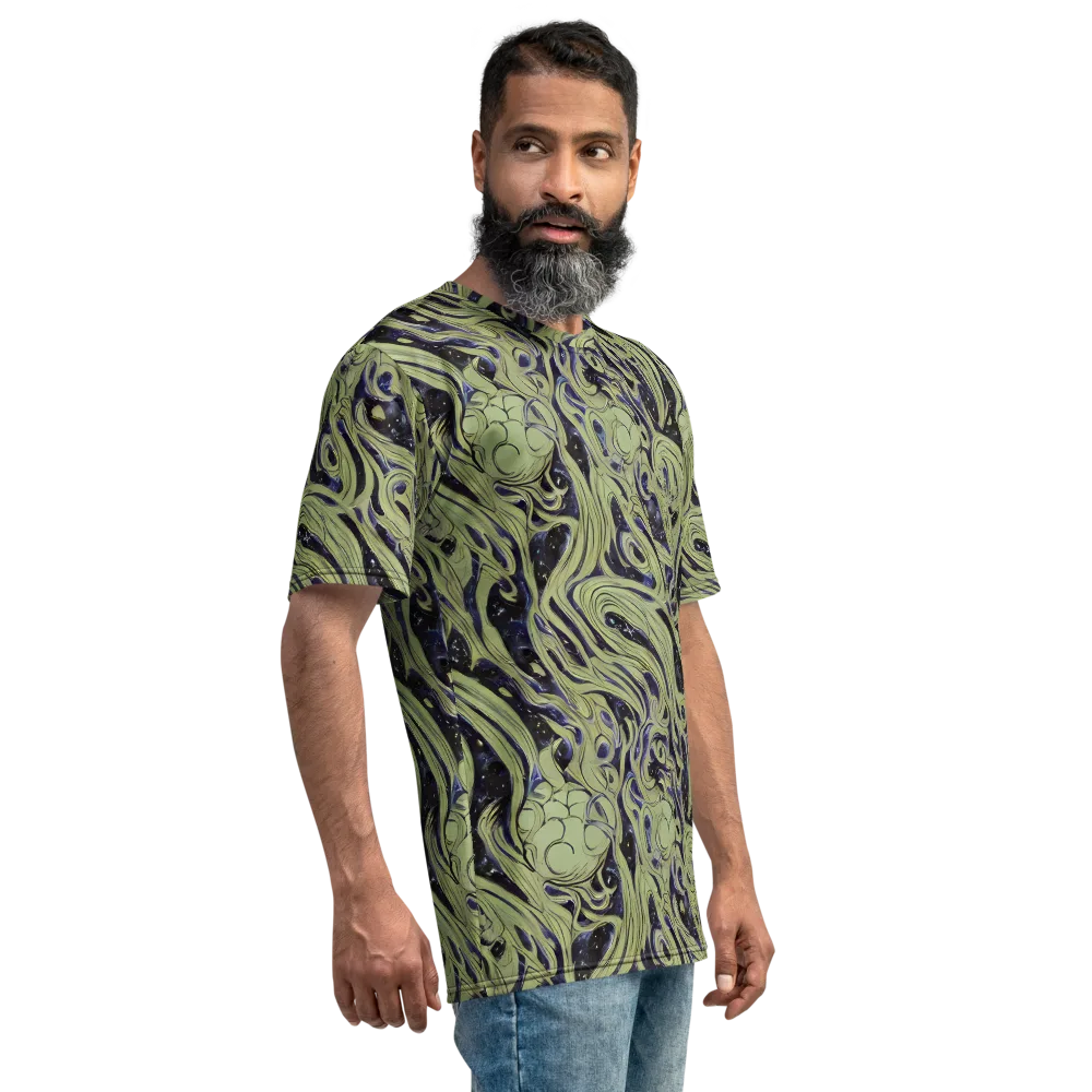 Indigo Swirl on Men's Crew Neck T-Shirt — Right