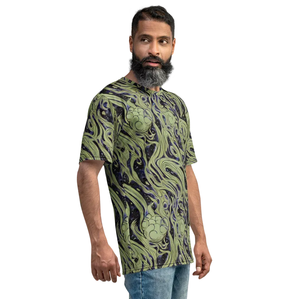 Indigo Swirl on Men's Crew Neck T-Shirt — Right