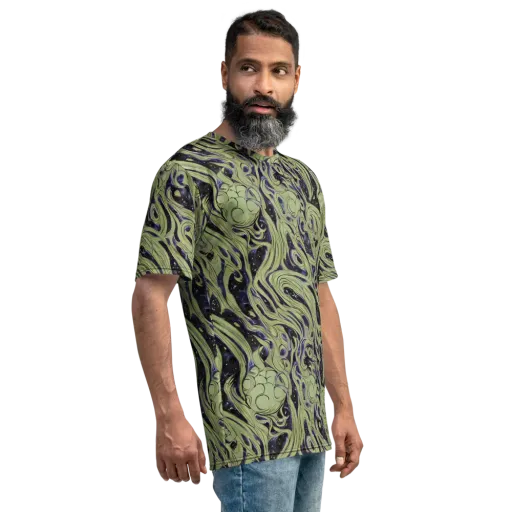 Indigo Swirl on a Men's Crew Neck T-Shirt