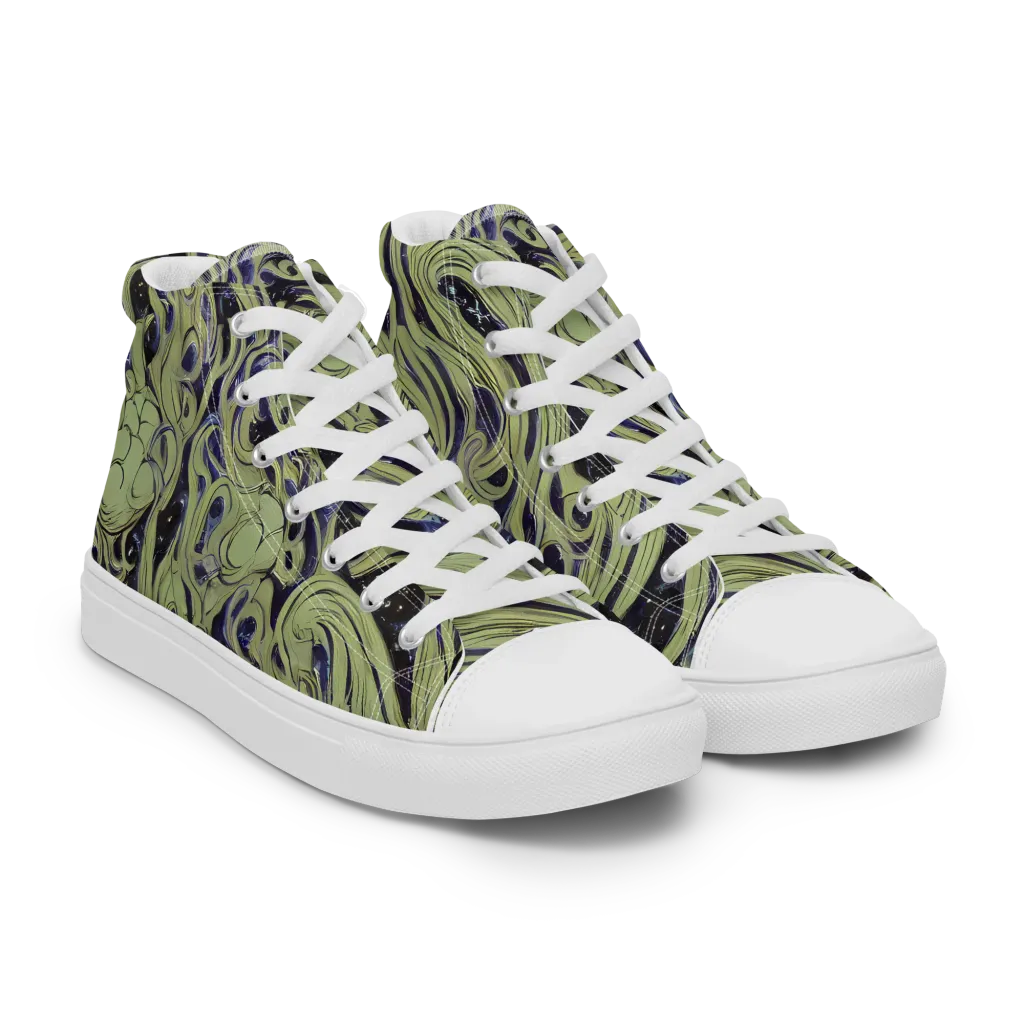 Indigo Swirl on Men's High Top Canvas Shoes — Right Front