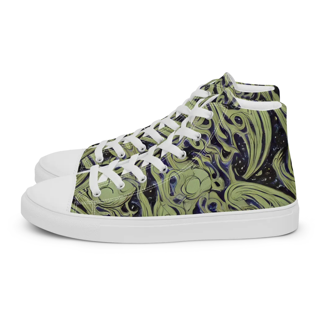 Indigo Swirl on Men's High Top Canvas Shoes — Left