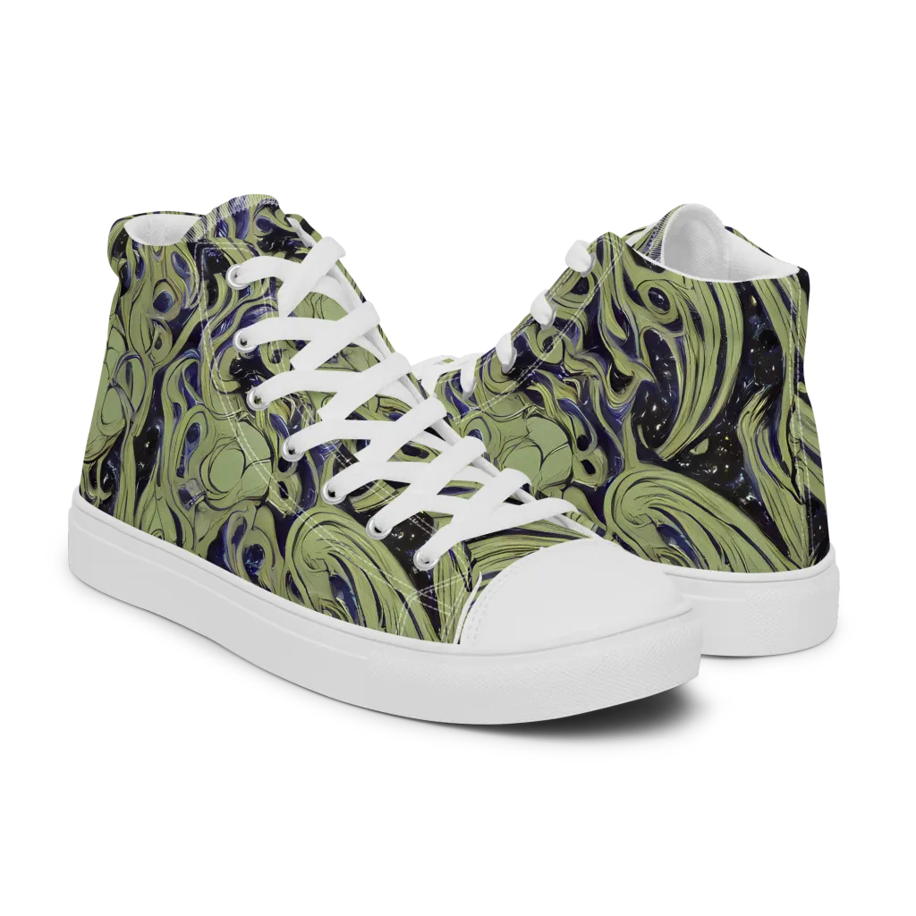 Indigo Swirl on Men's High Top Canvas Shoes — Right