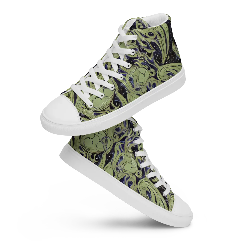 Indigo Swirl on Men's High Top Canvas Shoes — Front