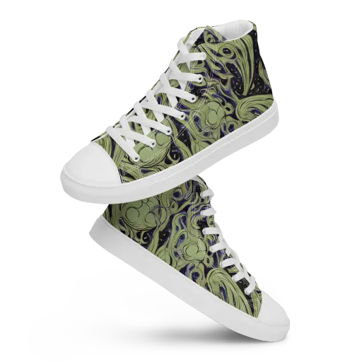 Indigo Swirl on a Men's High Top Canvas Shoes