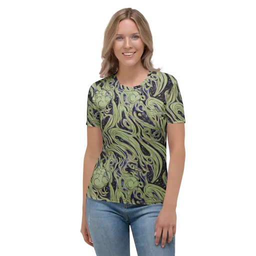Indigo Swirl on a Women's Crew Neck T-Shirt