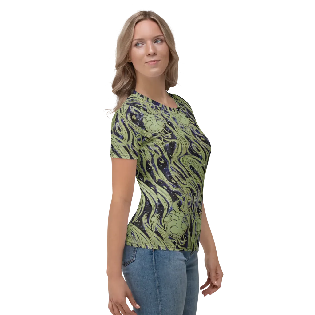 Indigo Swirl on Women's Crew Neck T-Shirt — Right